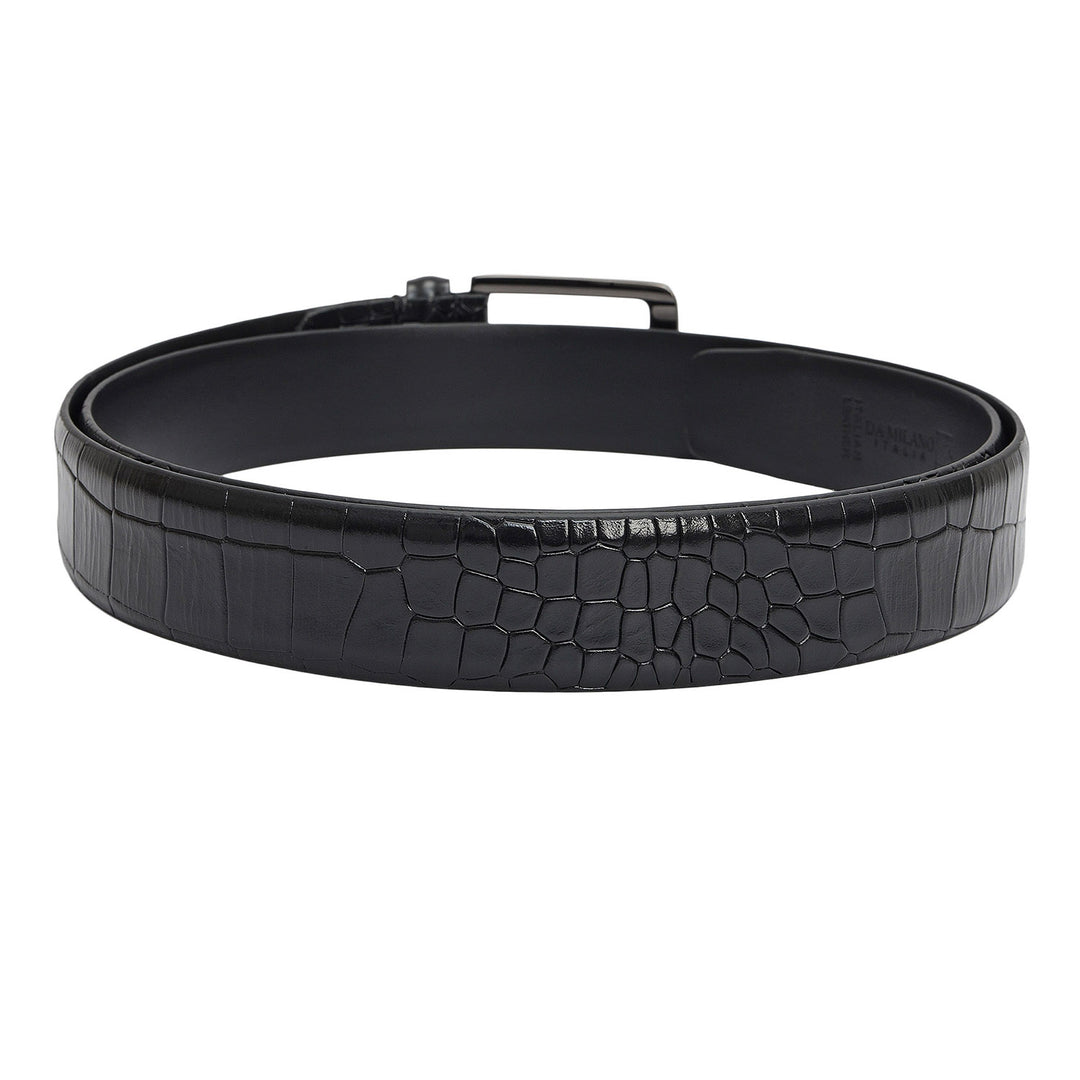 Black Croco Franzy Leather Mens Wallet & Belt Gift Set