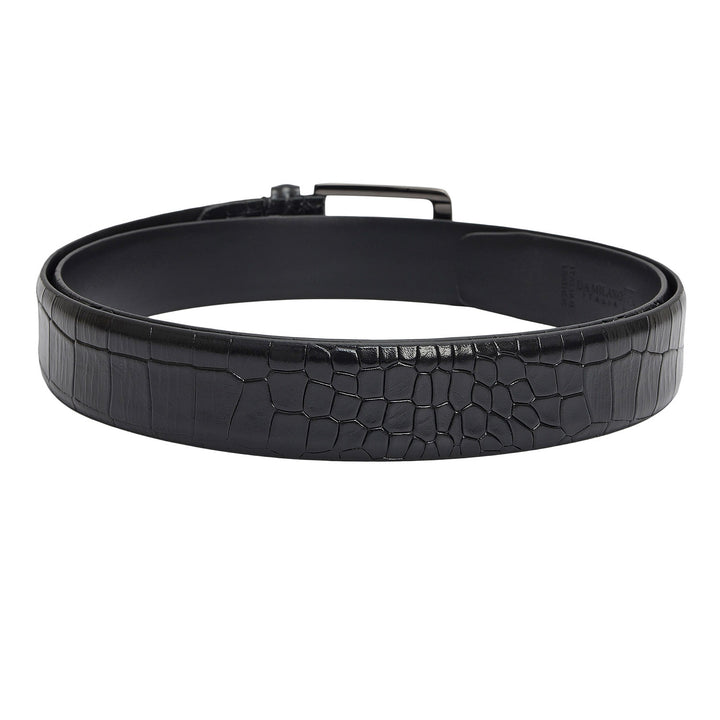Black Croco Franzy Leather Mens Wallet & Belt Gift Set