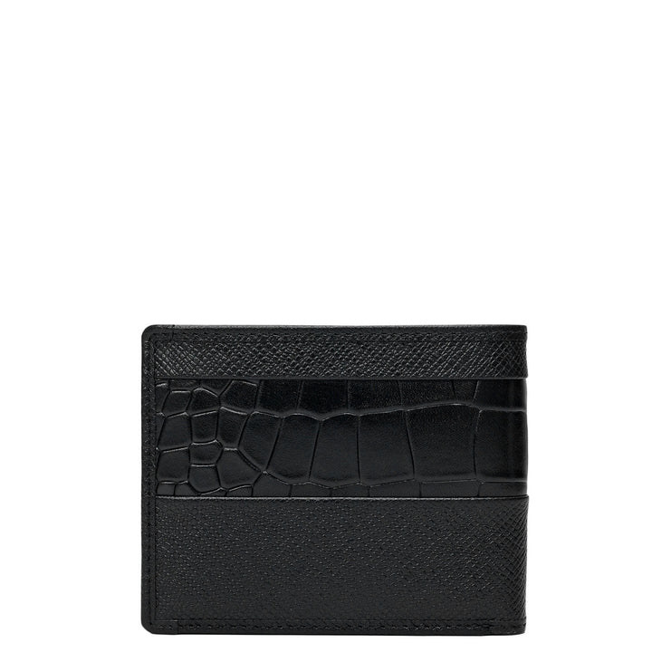 Black Croco Franzy Leather Mens Wallet & Belt Gift Set