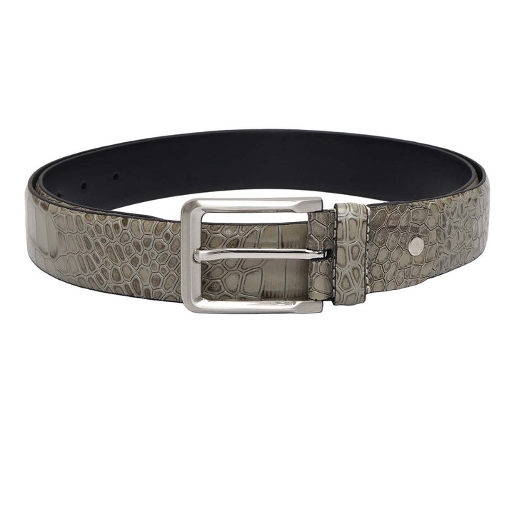 Stone Grey Croco Franzy Leather Mens Wallet & Belt Gift Set