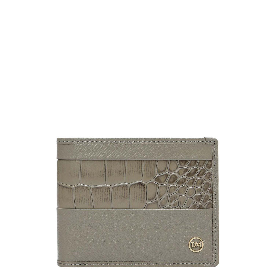 Stone Grey Croco Franzy Leather Mens Wallet & Belt Gift Set