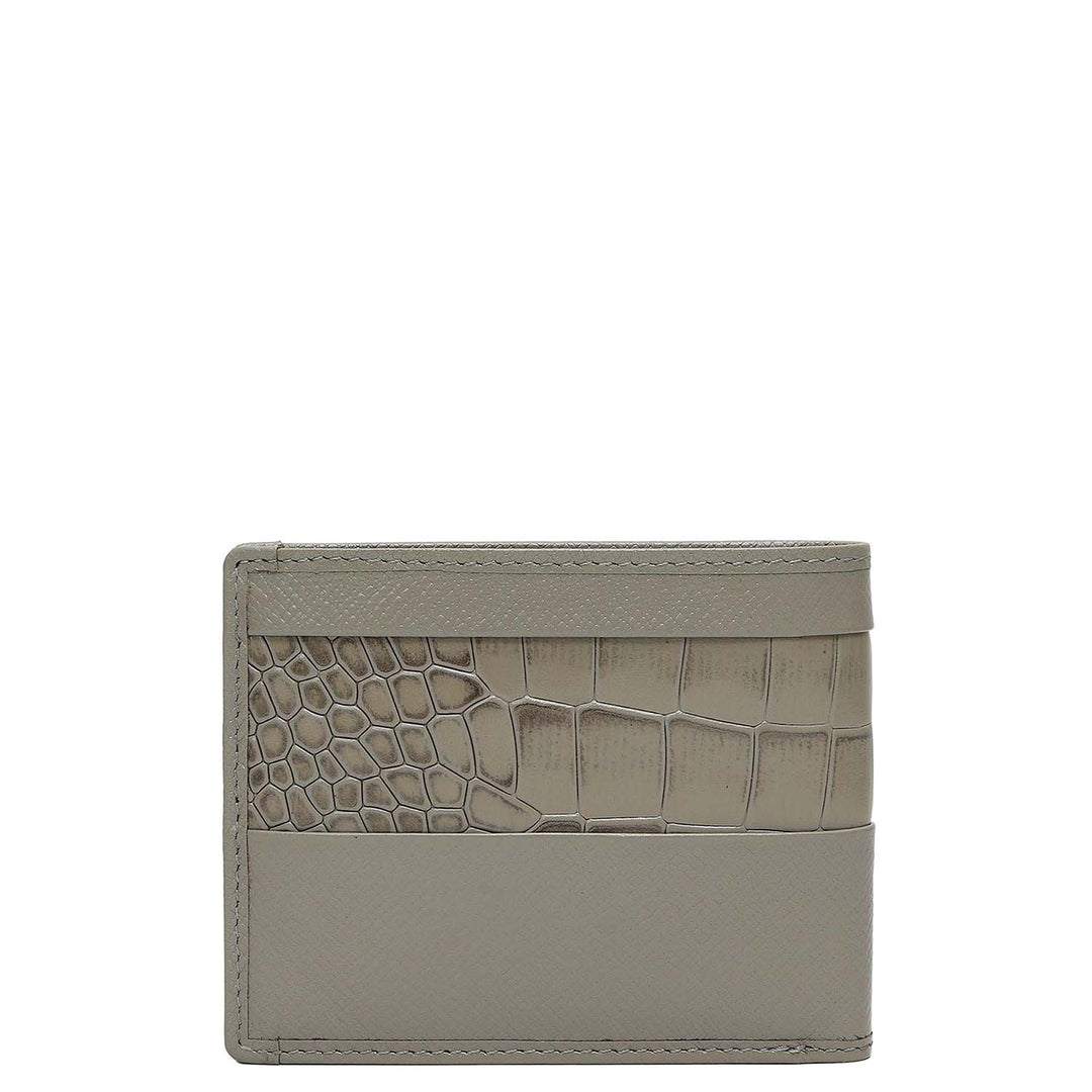 Stone Grey Croco Franzy Leather Mens Wallet & Belt Gift Set