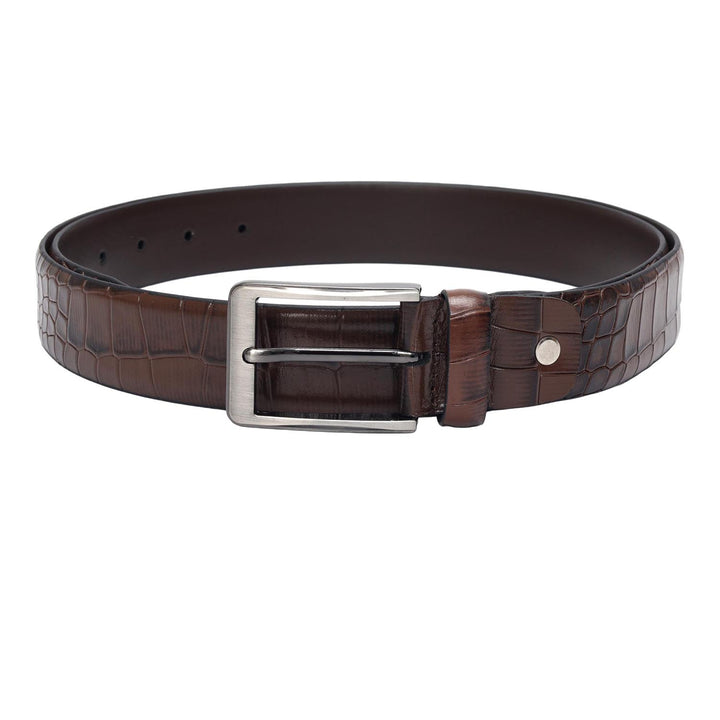 Walnut Croco Franzy Leather Mens Wallet & Belt Gift Set