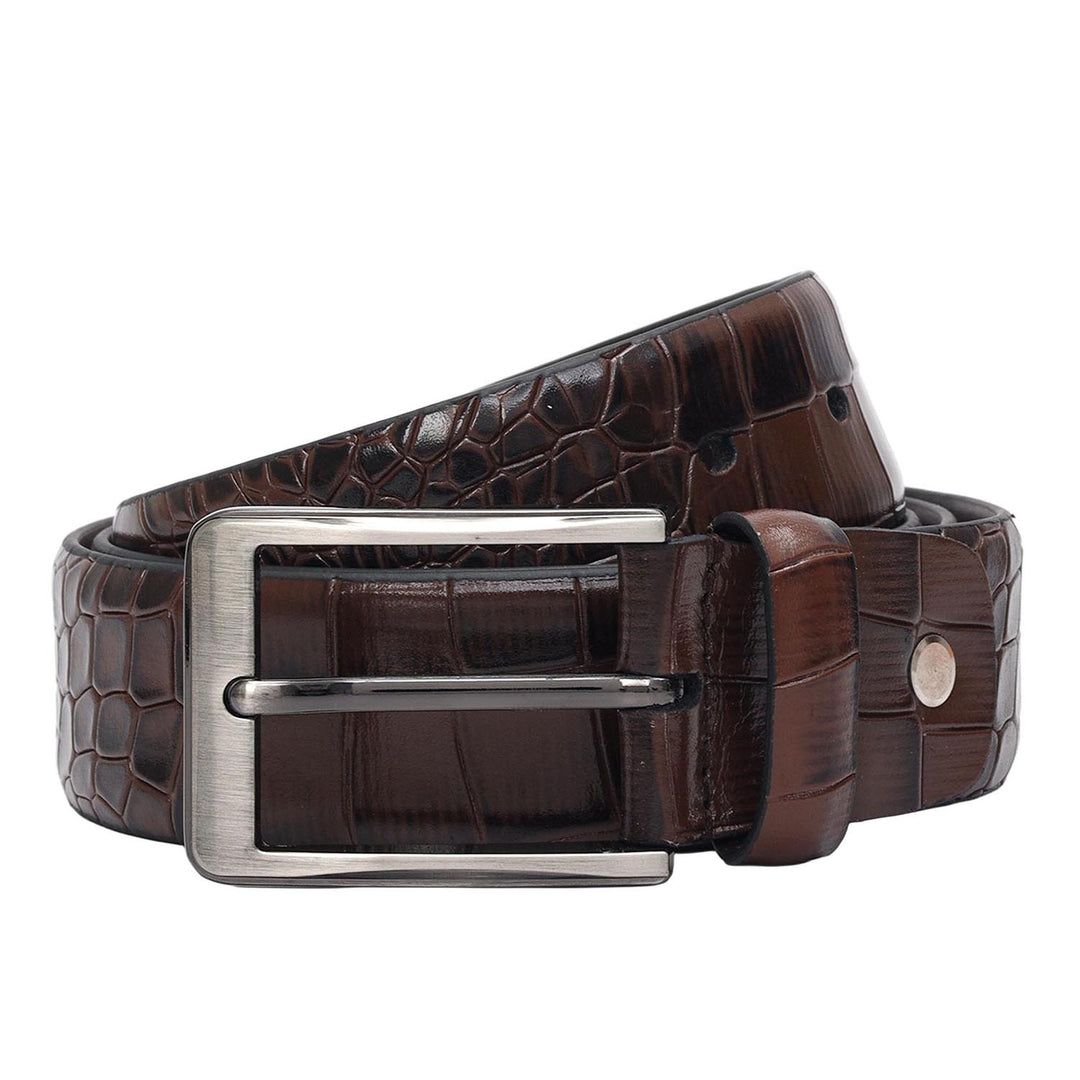 Walnut Croco Franzy Leather Mens Wallet & Belt Gift Set