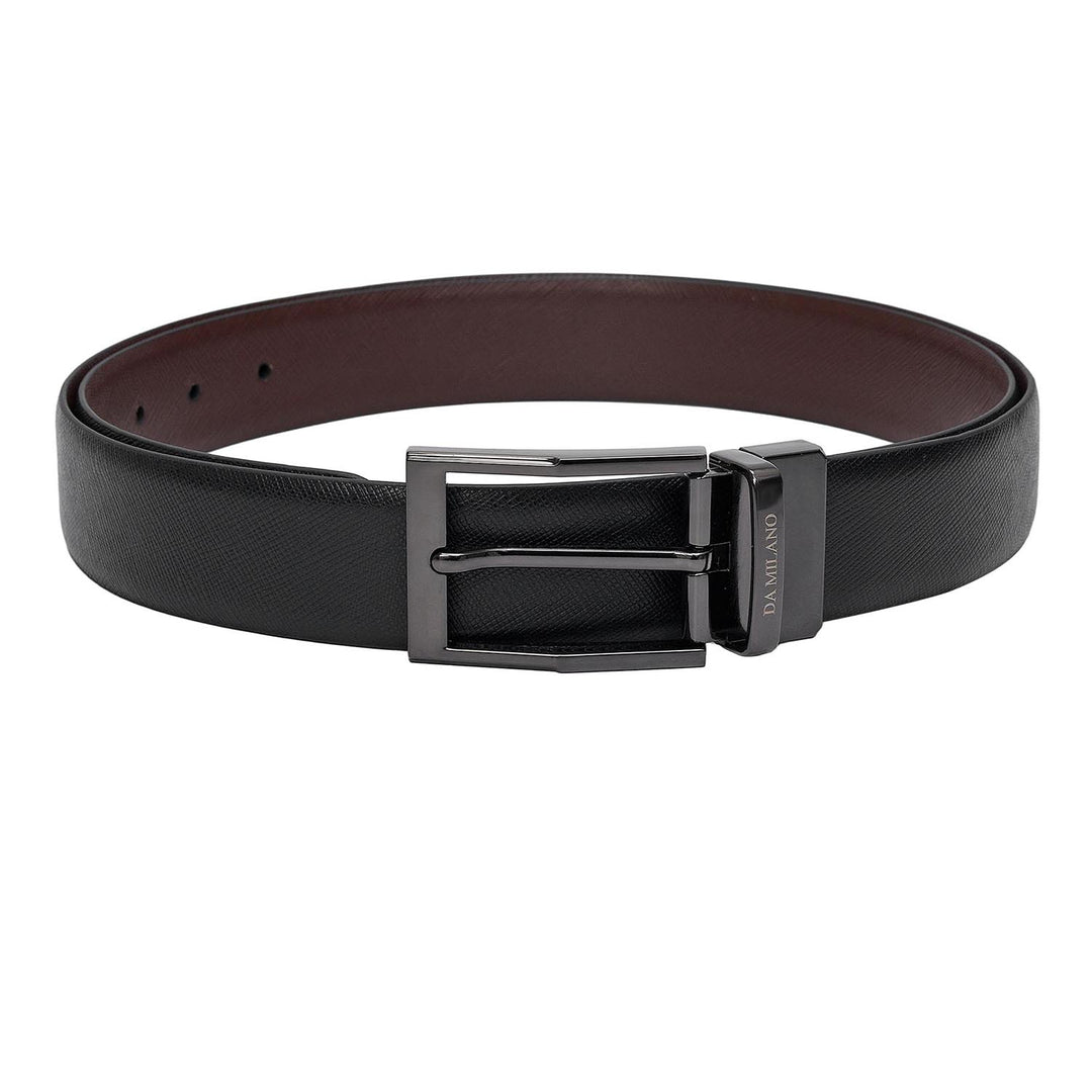 Black Saffiano Franzy Leather Mens Wallet & Belt Gift Set