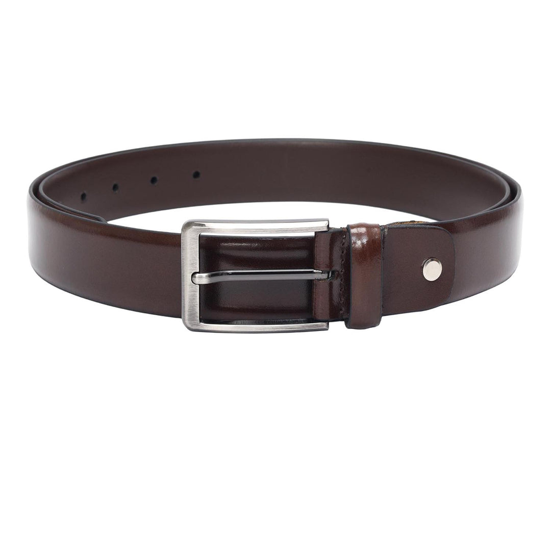 Brown Plain Leather Mens Wallet & Belt Gift Set