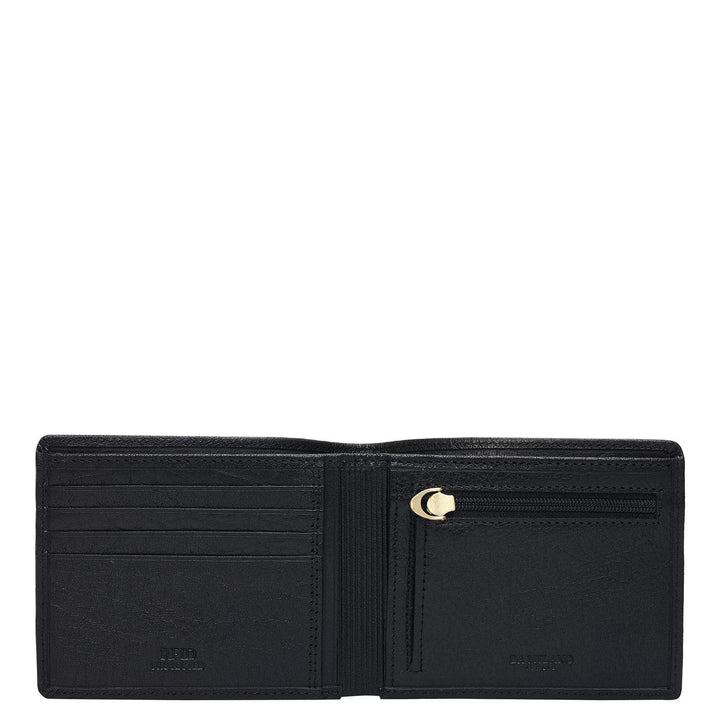 Black Mat Plain Leather Mens Wallet & Belt Gift Set