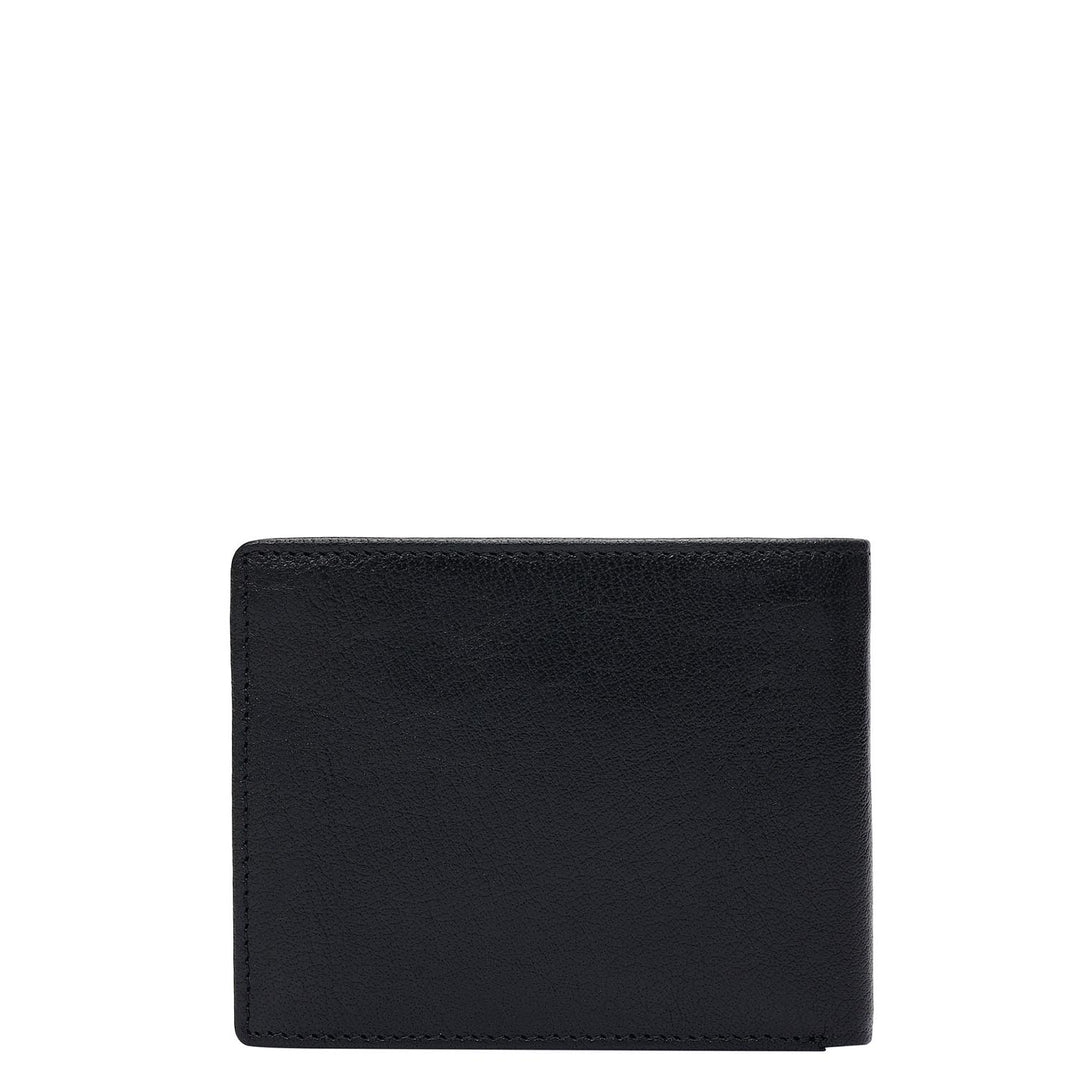 Black Mat Plain Leather Mens Wallet & Belt Gift Set