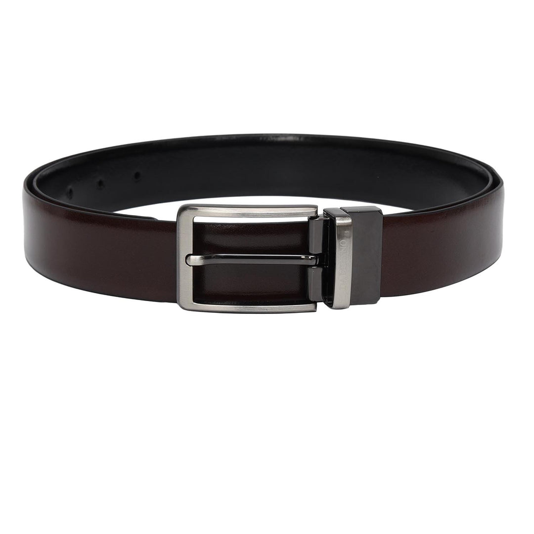 Brown Mat Plain Leather Mens Wallet & Belt Gift Set