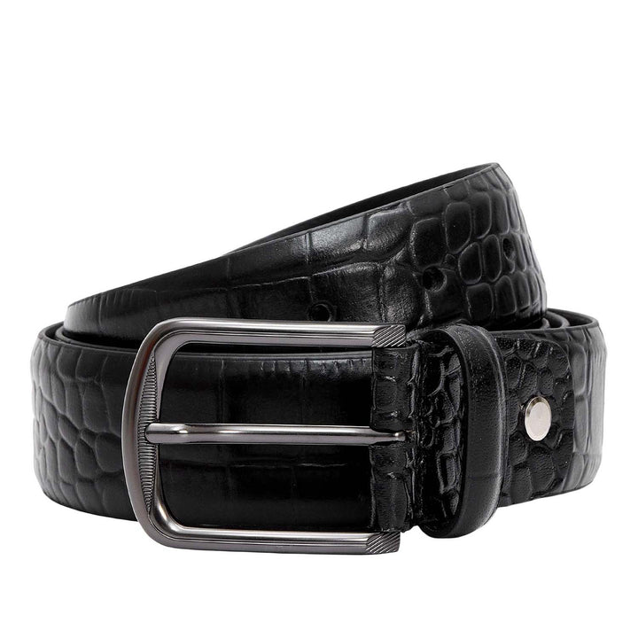 Black Croco Leather Mens Wallet & Belt Gift Set