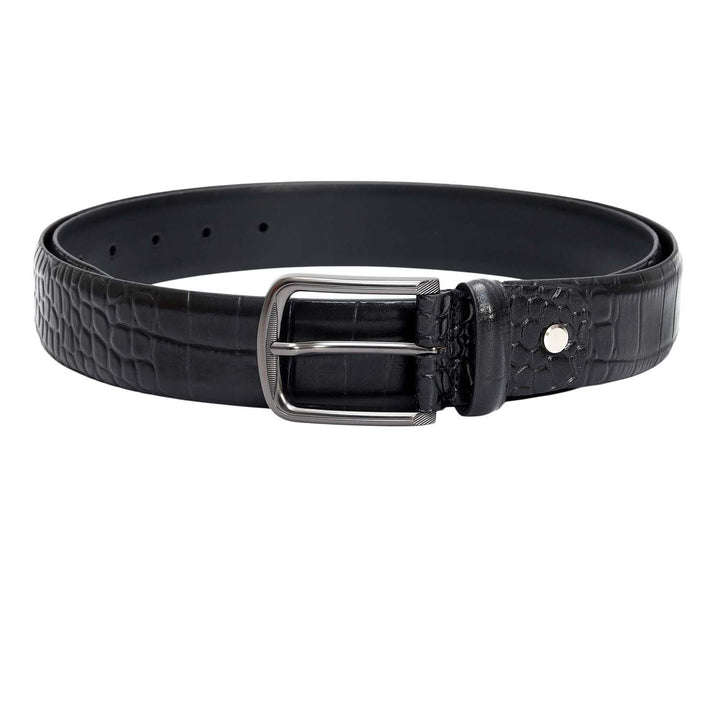 Black Croco Leather Mens Wallet & Belt Gift Set