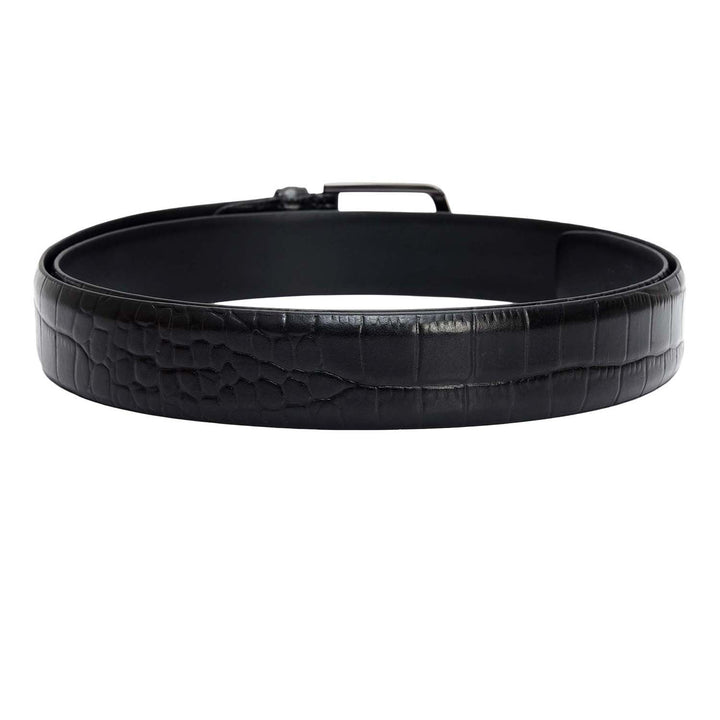 Black Croco Leather Mens Wallet & Belt Gift Set