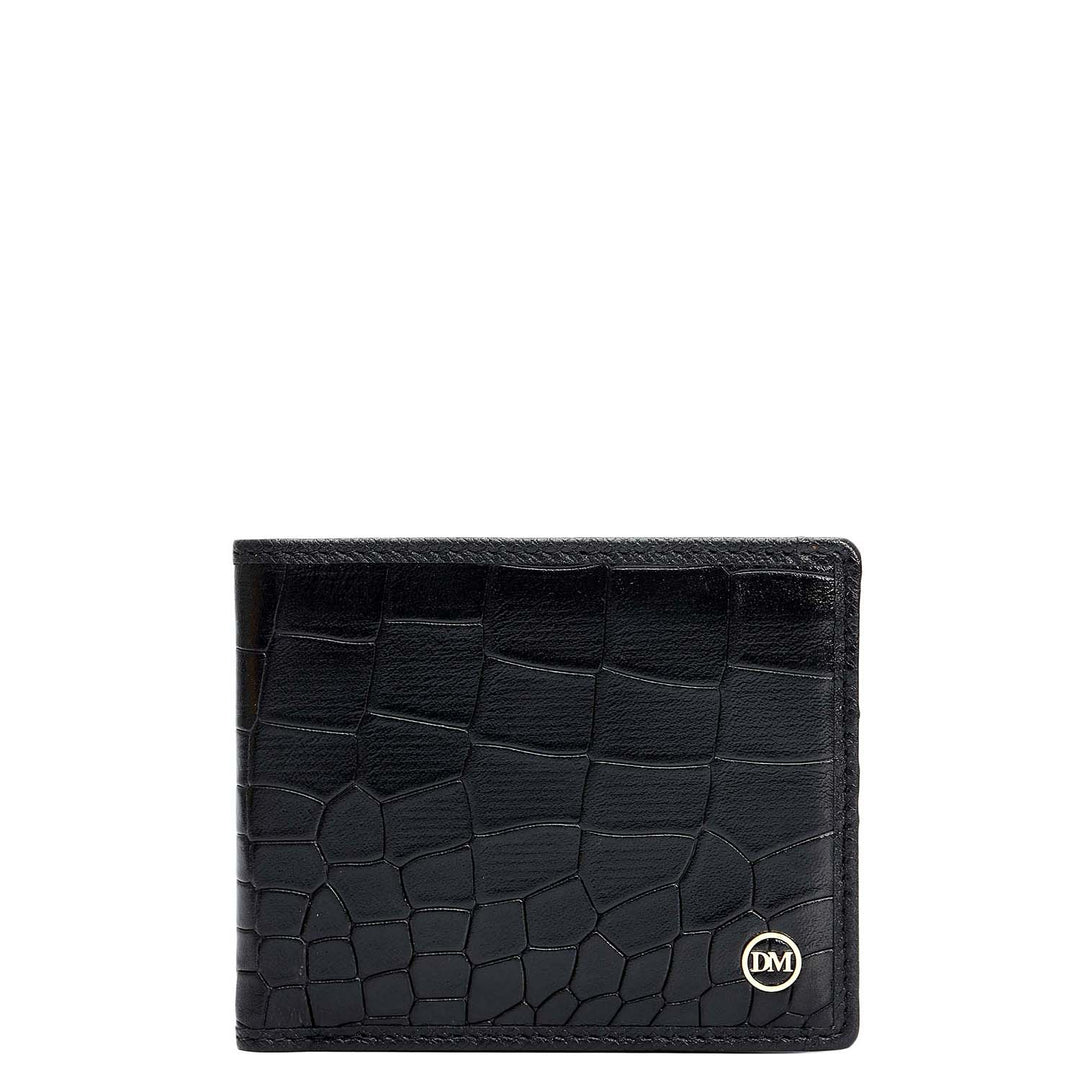 Black Croco Leather Mens Wallet & Belt Gift Set