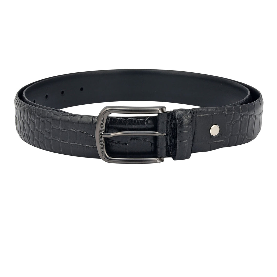 Black Croco Leather Mens Wallet & Belt Gift Set