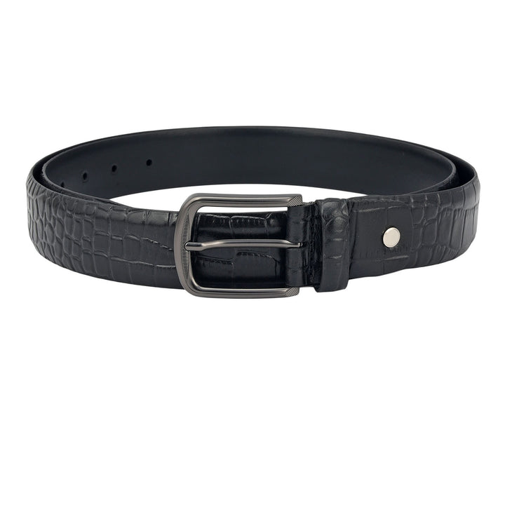 Black Croco Leather Mens Wallet & Belt Gift Set