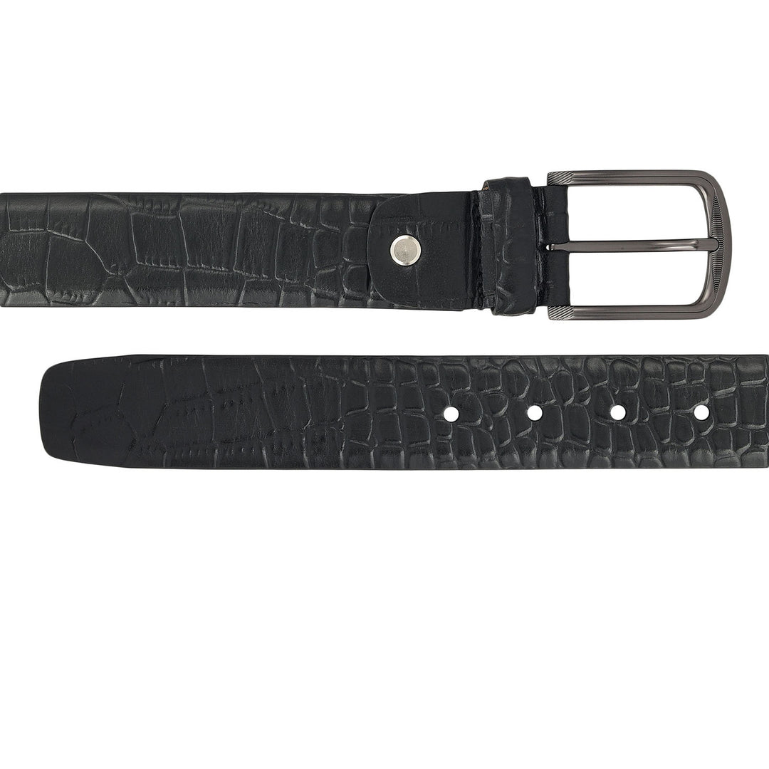 Black Croco Leather Mens Wallet & Belt Gift Set