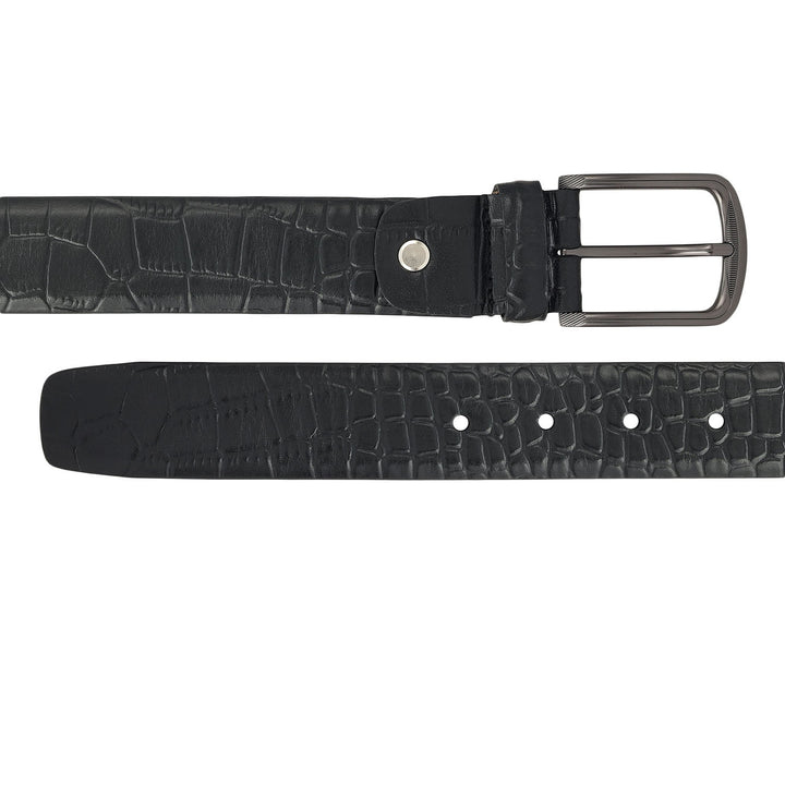 Black Croco Leather Mens Wallet & Belt Gift Set