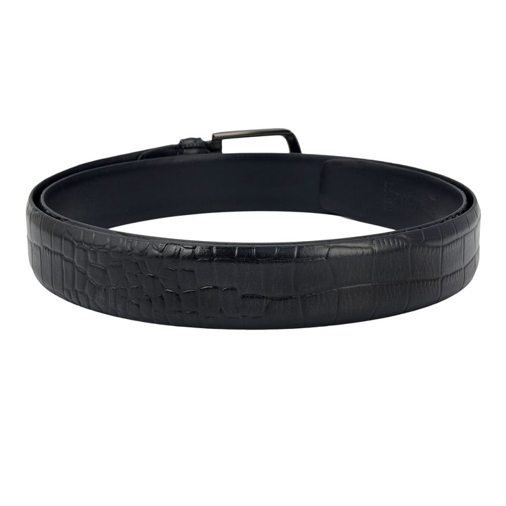 Black Croco Leather Mens Wallet & Belt Gift Set
