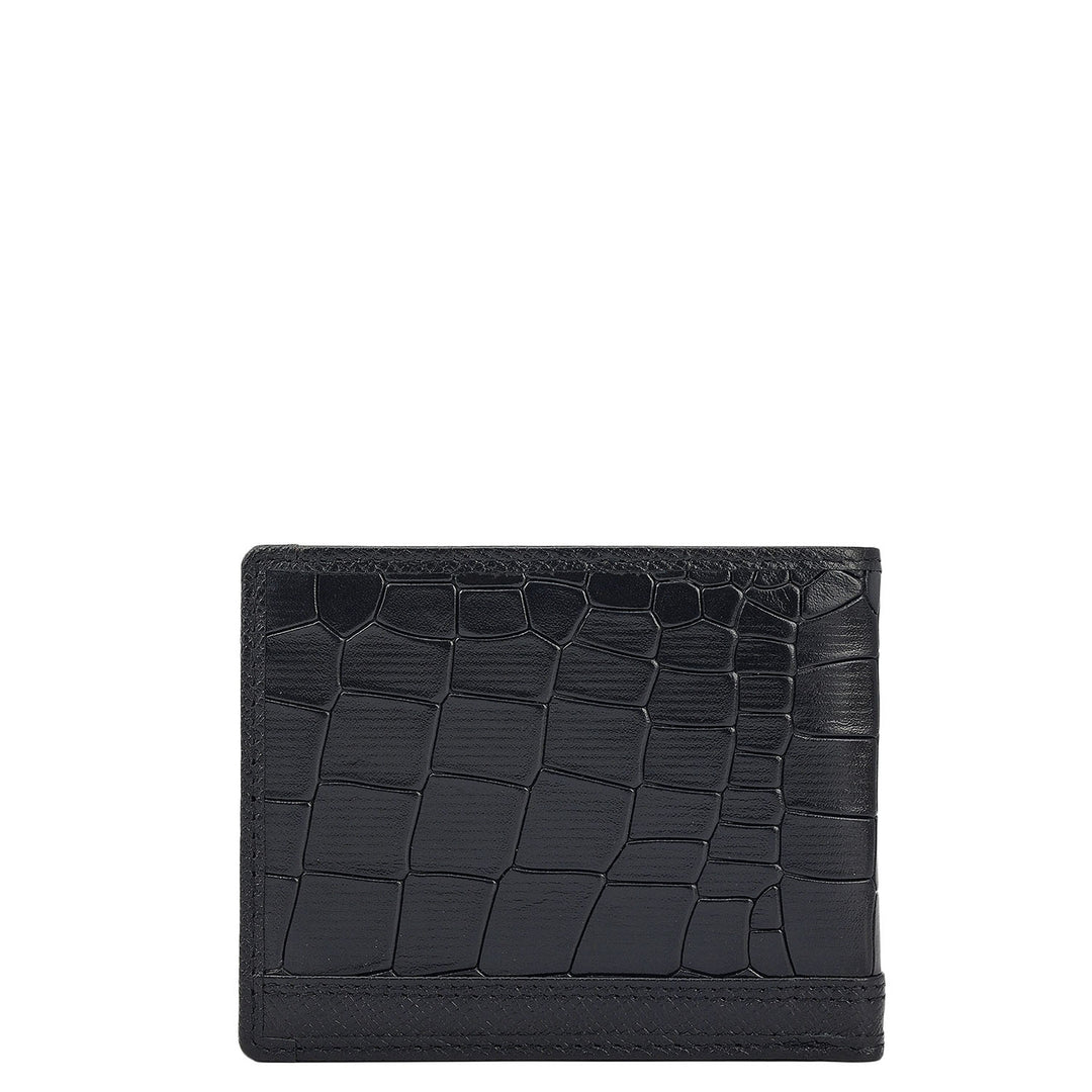 Black Croco Leather Mens Wallet & Belt Gift Set