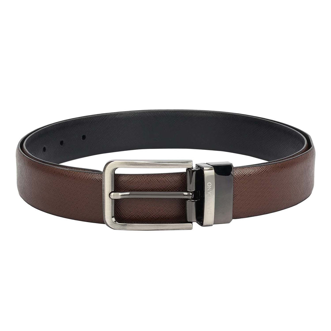 Walnut Saffiano Franzy Leather Mens Wallet & Belt Gift Set