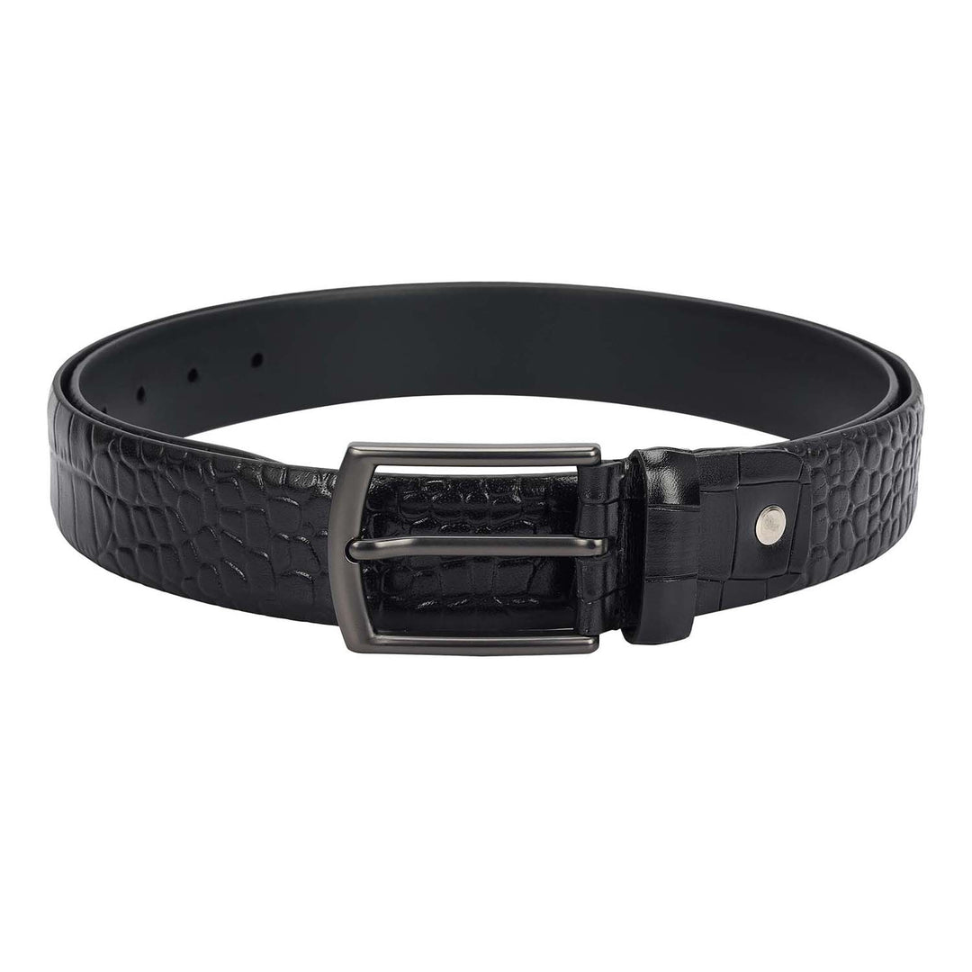 Black Croco Leather Mens Wallet & Belt Gift Set