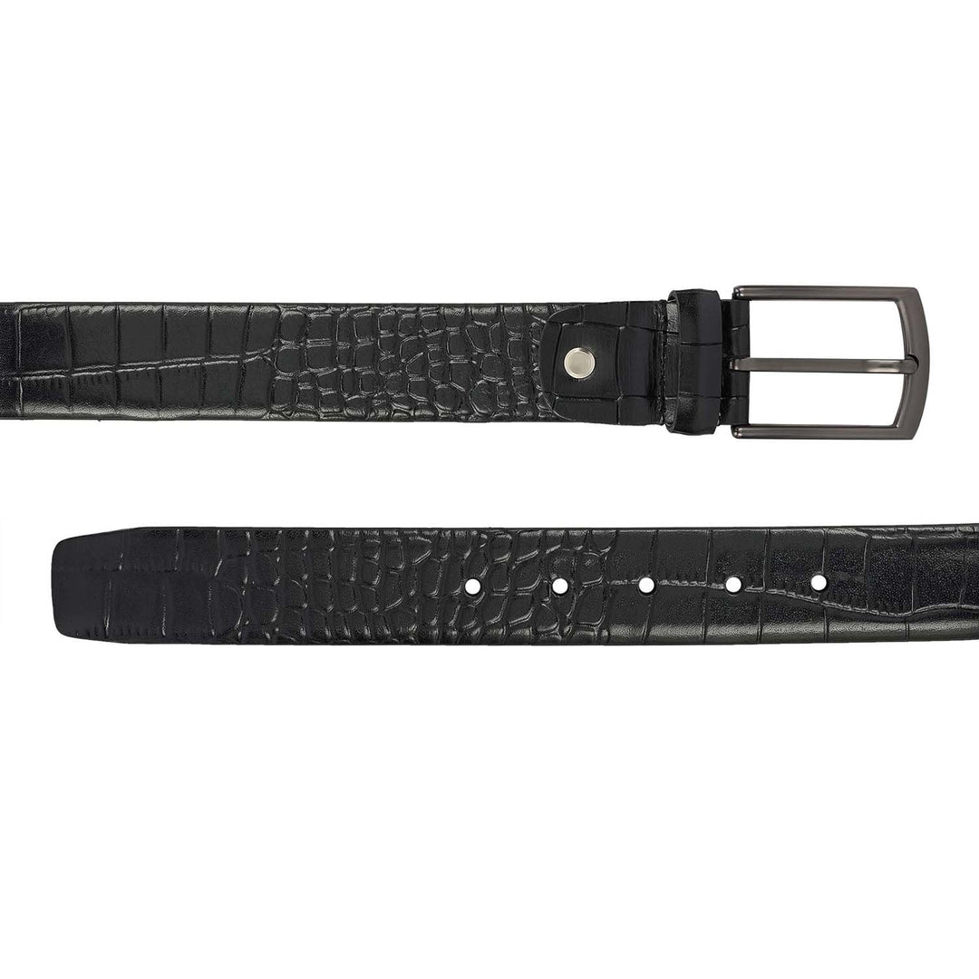 Black Croco Leather Mens Wallet & Belt Gift Set