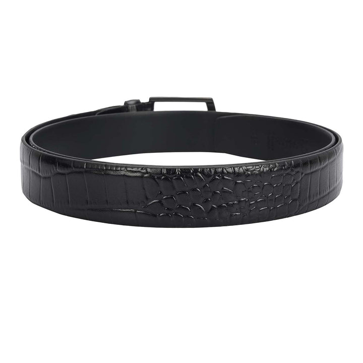 Black Croco Leather Mens Wallet & Belt Gift Set