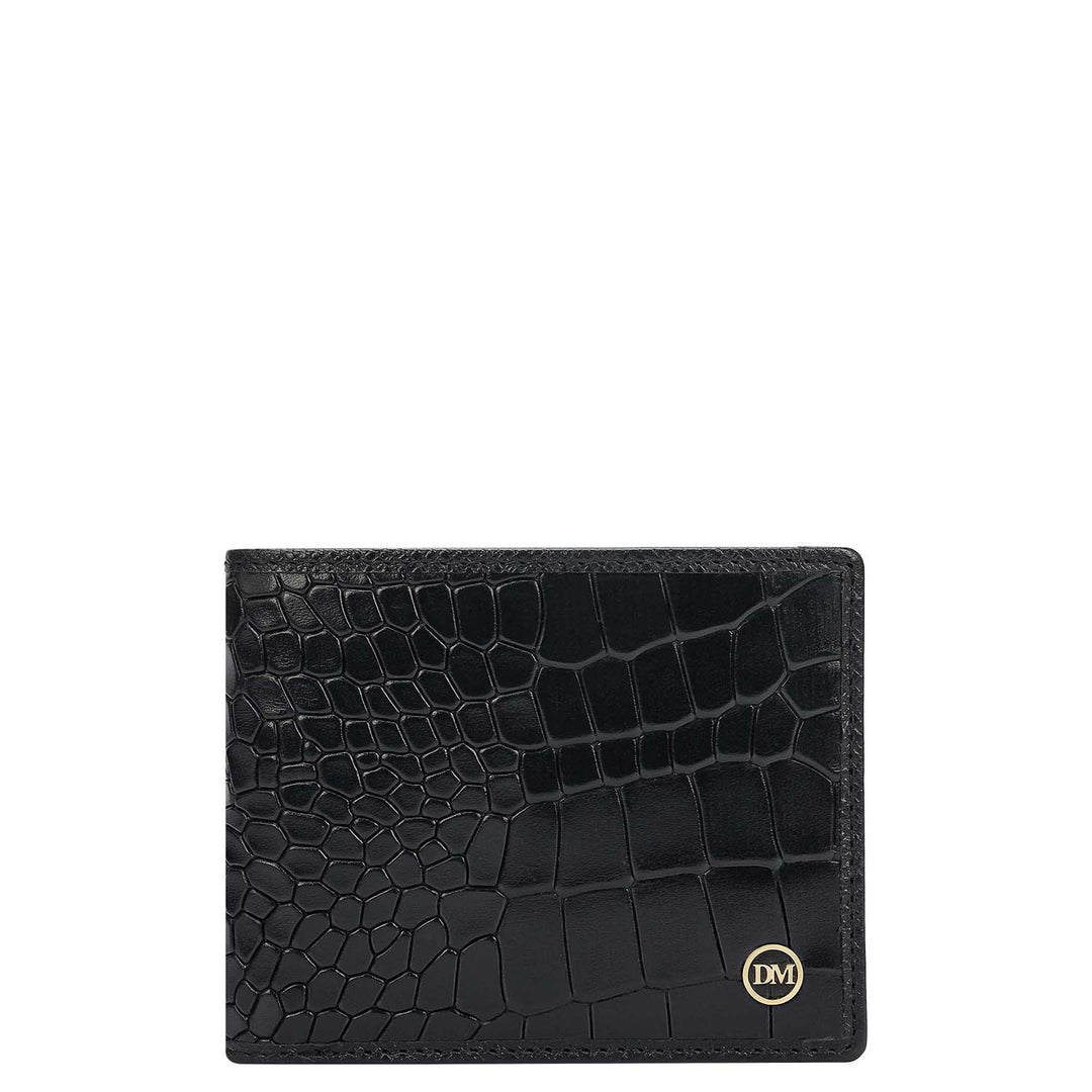 Black Croco Leather Mens Wallet & Belt Gift Set