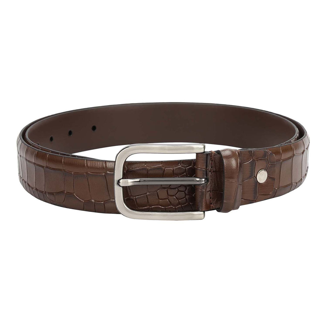 Walnut Croco Leather Mens Wallet & Belt Gift Set