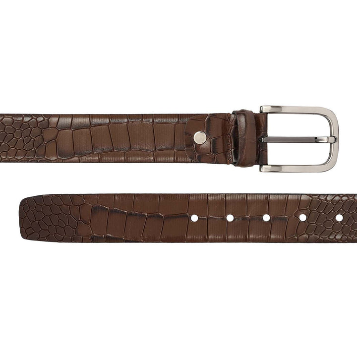 Walnut Croco Leather Mens Wallet & Belt Gift Set