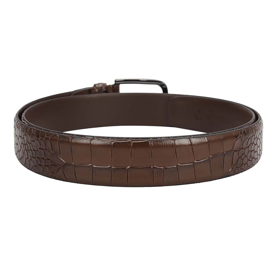 Walnut Croco Leather Mens Wallet & Belt Gift Set