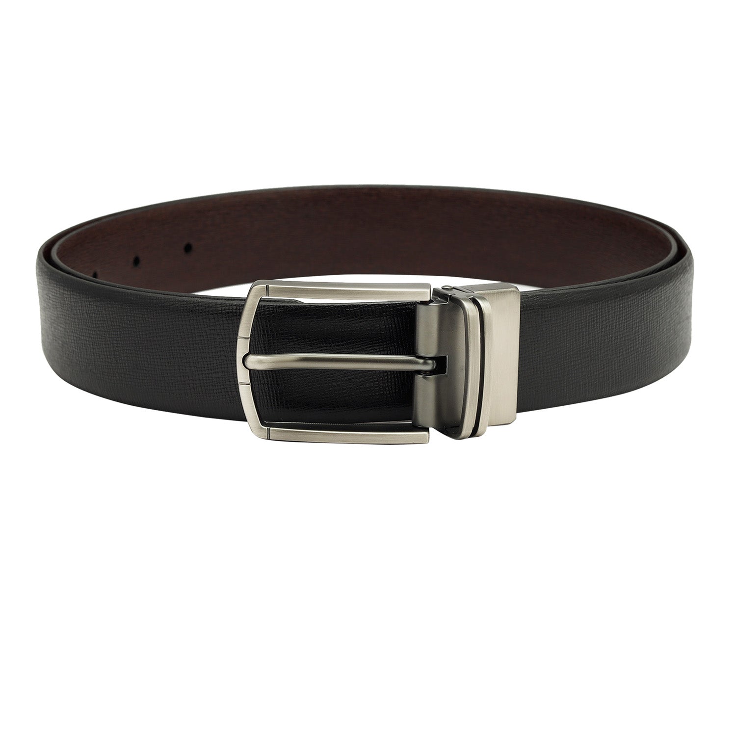 Brown & Black Saffiano Franzy Leather Mens Wallet & Belt Gift Set – Da ...