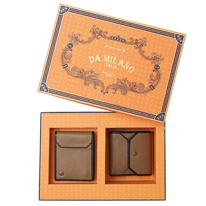 Saffiano Leather His & Her Gift Set - Cafe