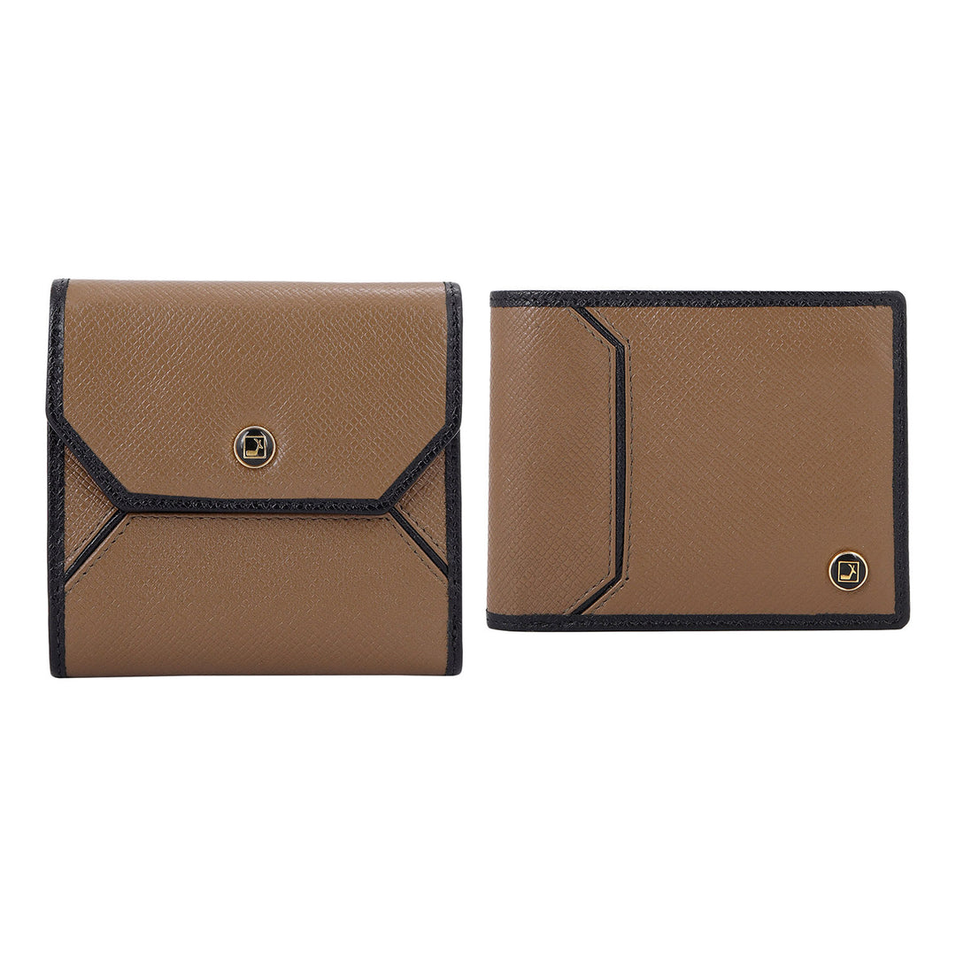 Saffiano Leather His & Her Gift Set - Cafe