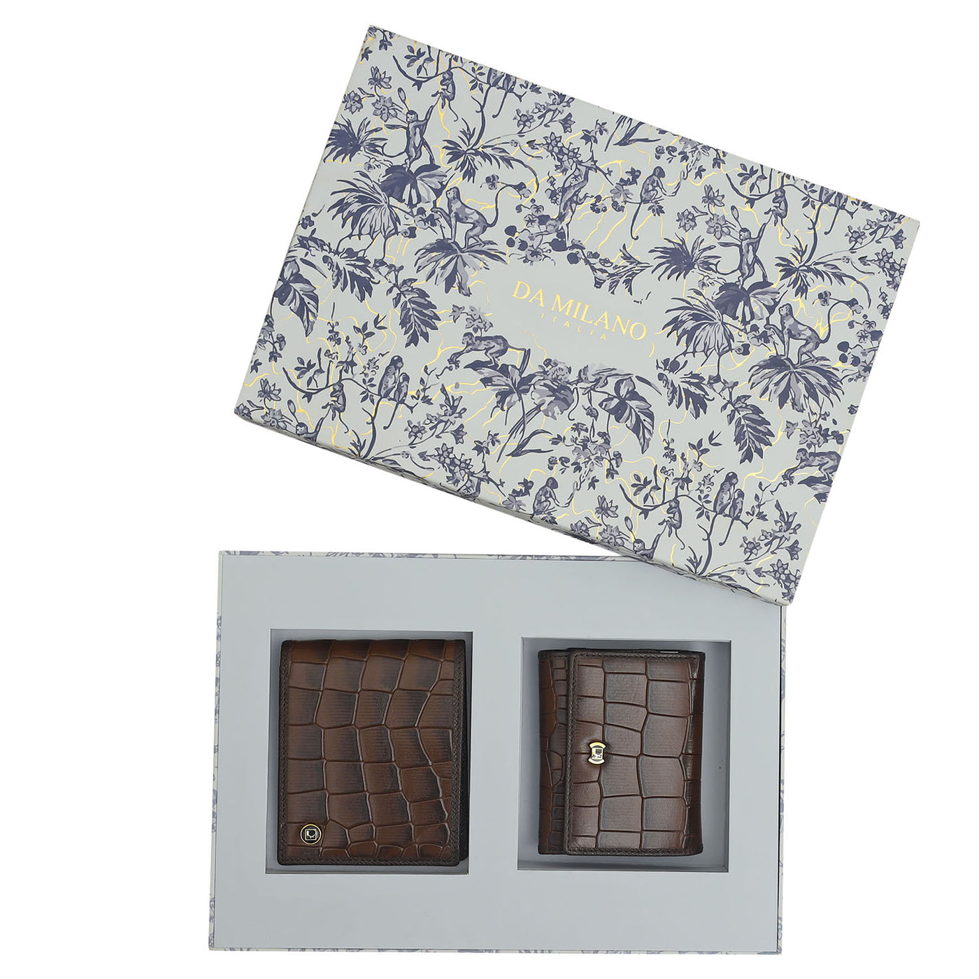 Brown Croco Mens & Ladies Wallet Gift Set