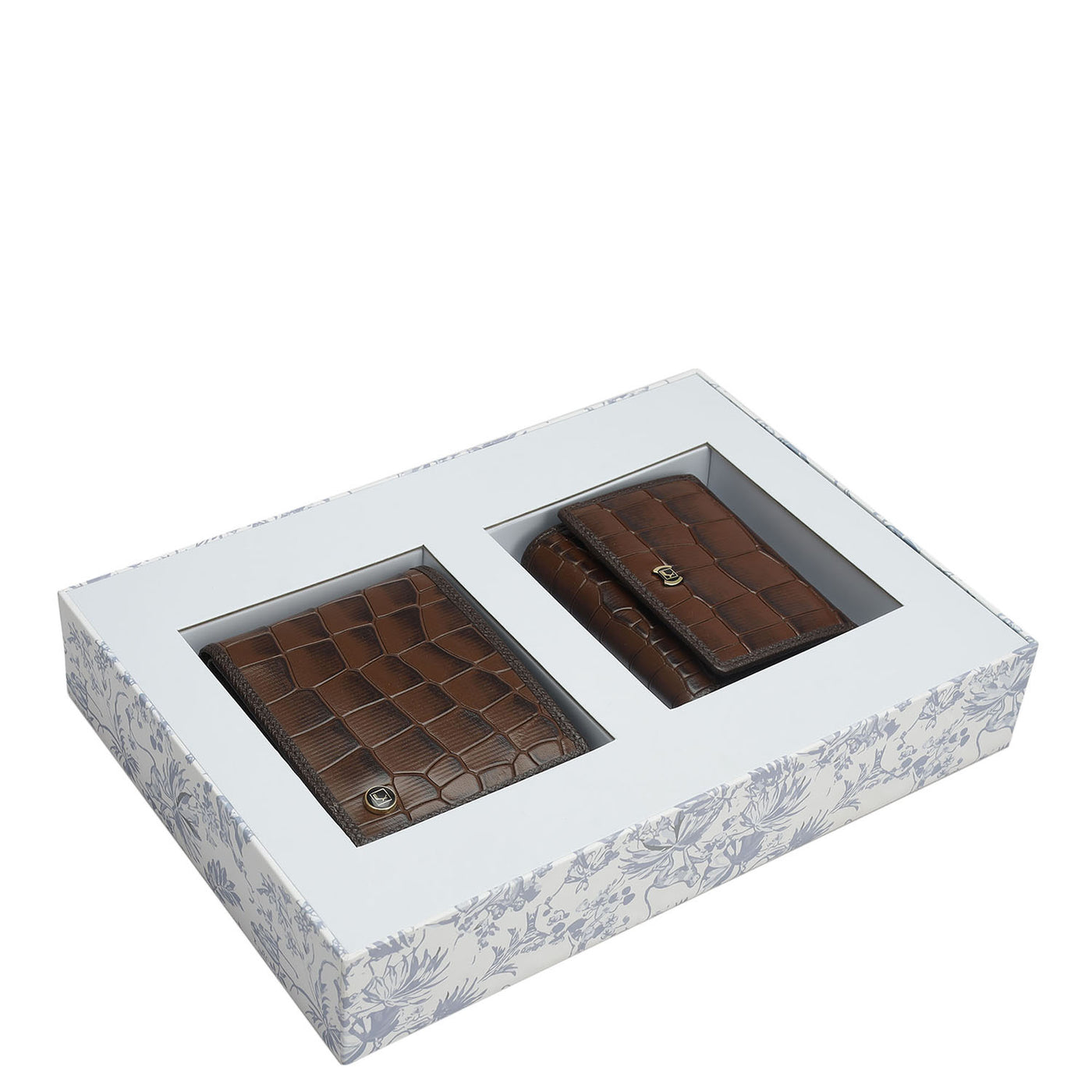 Brown Croco Mens & Ladies Wallet Gift Set