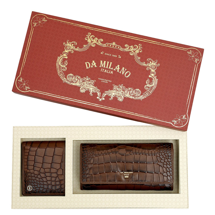 Date Croco Leather Mens & Ladies Wallet Gift Set