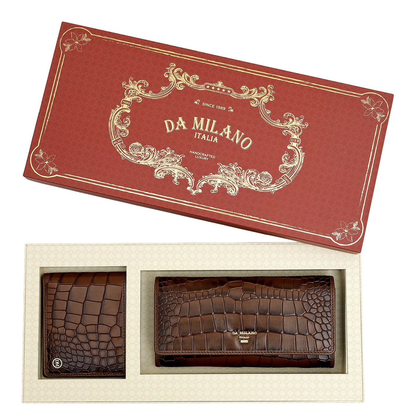 Date Croco Leather Mens & Ladies Wallet Gift Set