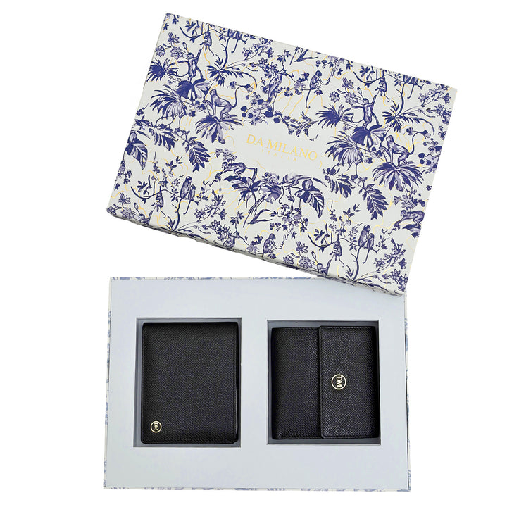 Black Franzy Leather Mens & Ladies Wallet Gift Set