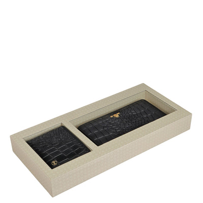 Black Croco Leather Mens & Ladies Wallet Gift Set