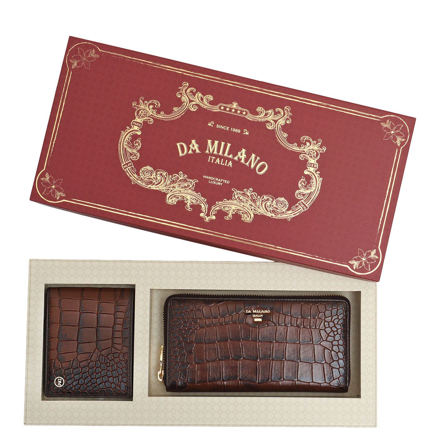 Date Croco Leather Mens & Ladies Wallet Gift Set