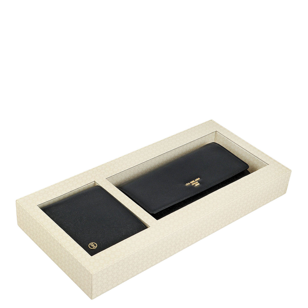 Black Franzy Leather Mens & Ladies Wallet Gift Set