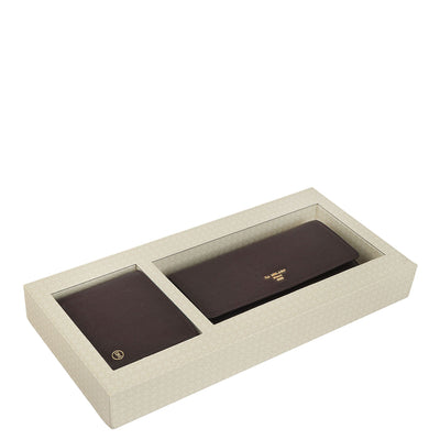 Chocolate Franzy Leather Mens & Ladies Wallet Gift Set