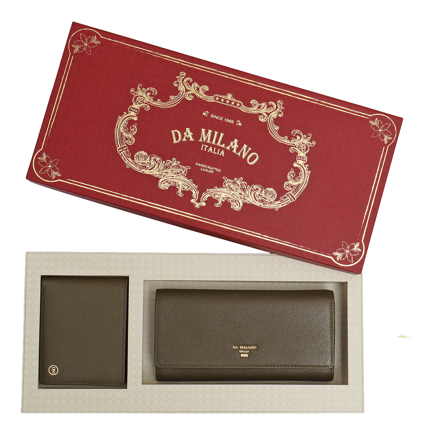 Military Green Franzy Leather Mens & Ladies Wallet Gift Set