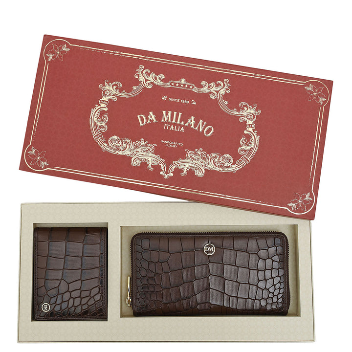 Walnut Croco Leather Mens & Ladies Wallet Gift Set