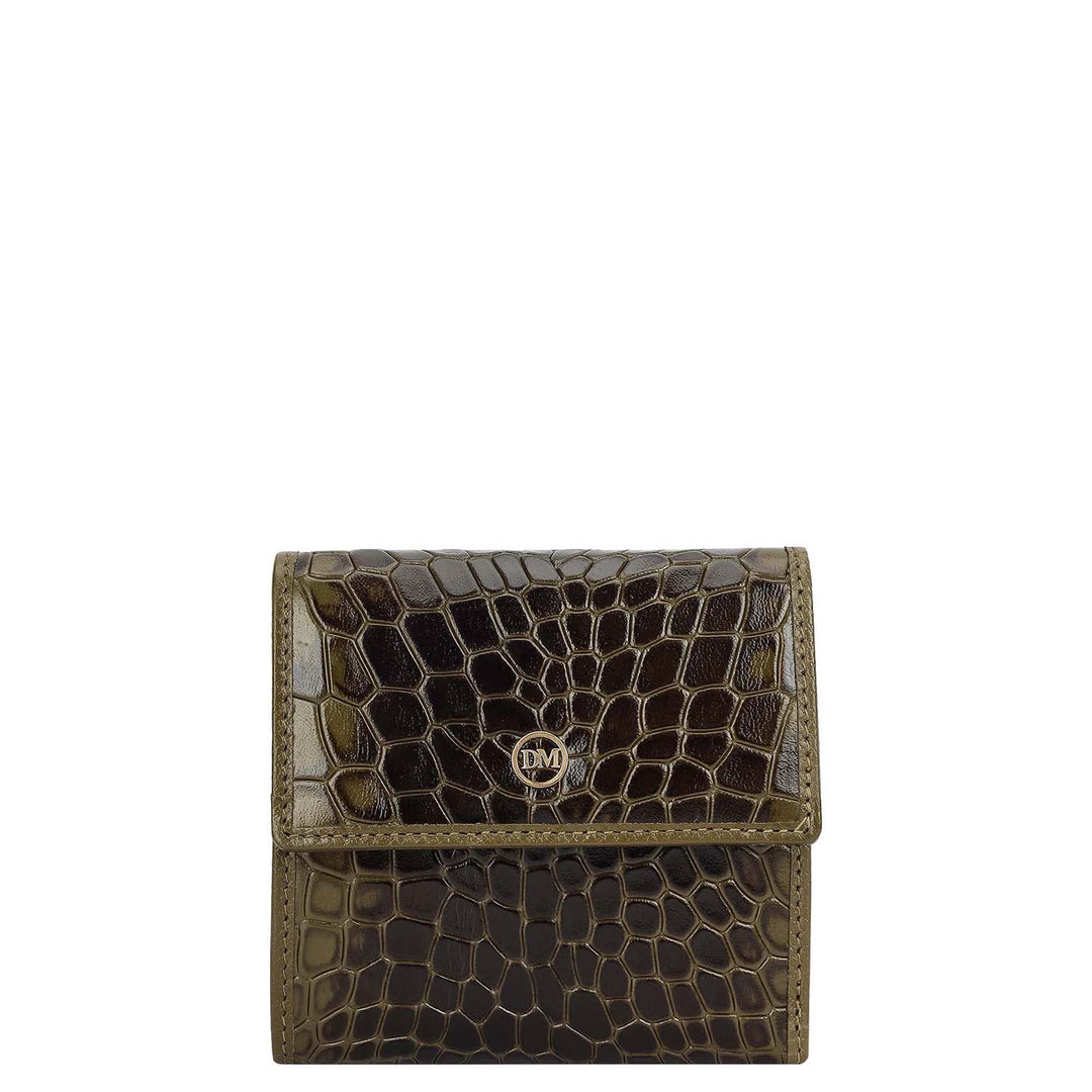 Military Green Croco Leather Mens & Ladies Wallet Gift Set