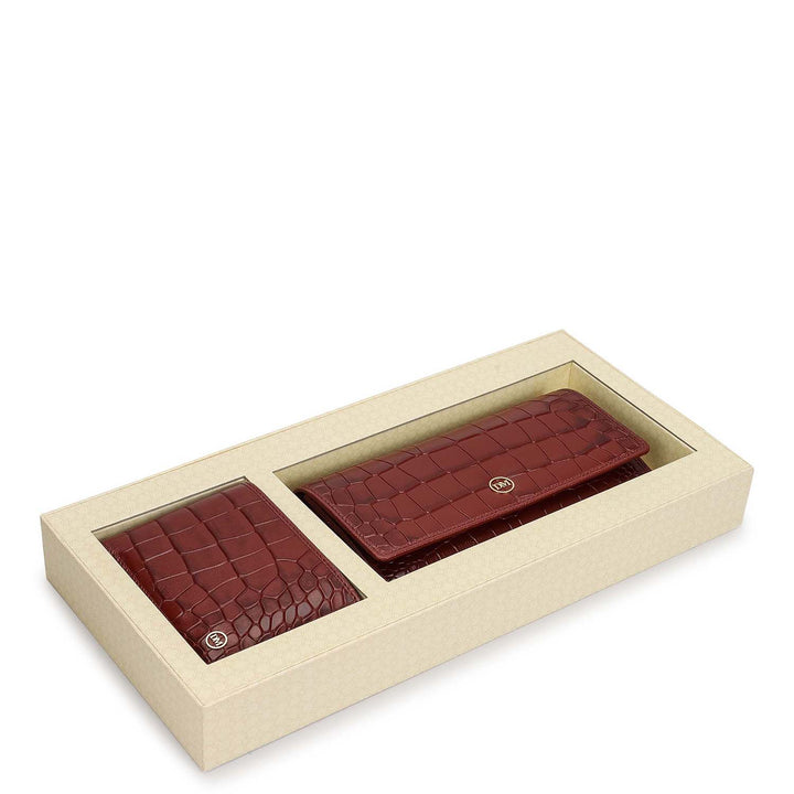 Cherry Croco Leather Mens & Ladies Wallet Gift Set