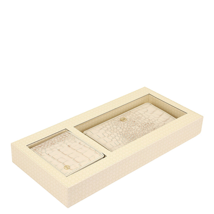 Marshmallow Croco Leather  Mens & Ladies Wallet Gift Set