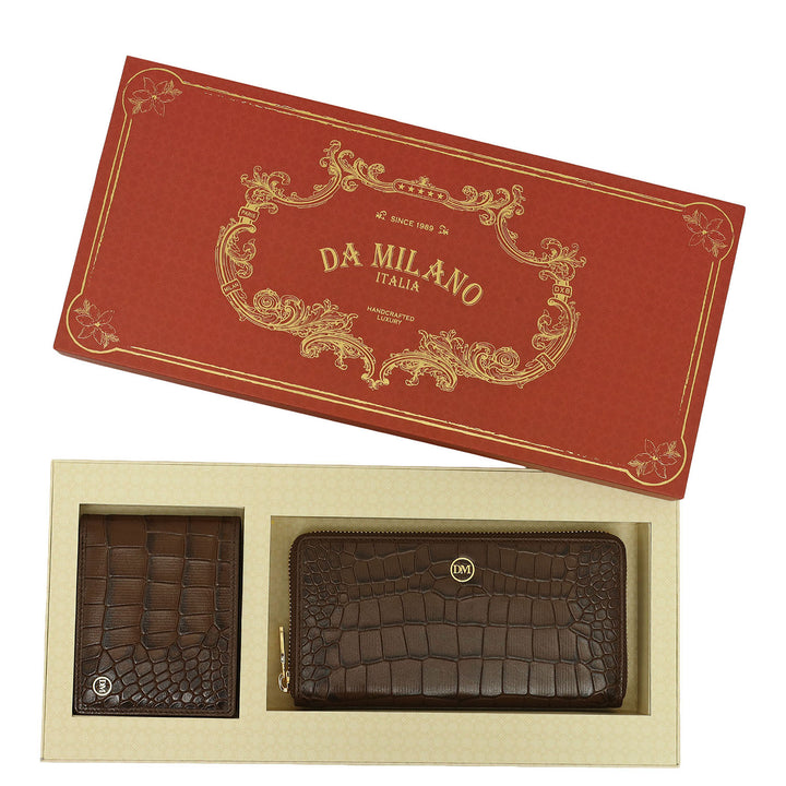 Walnut Croco Leather Mens & Ladies Wallet Gift Set