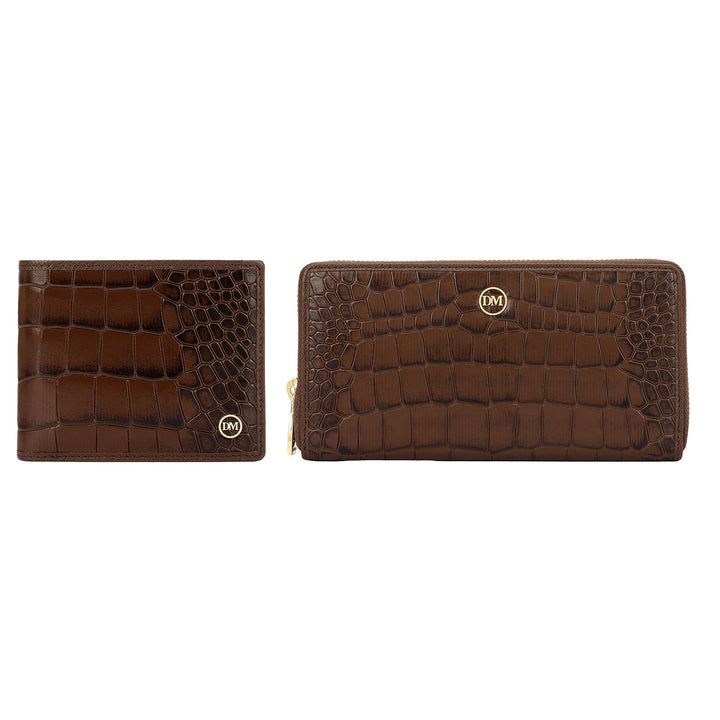 Walnut Croco Leather Mens & Ladies Wallet Gift Set